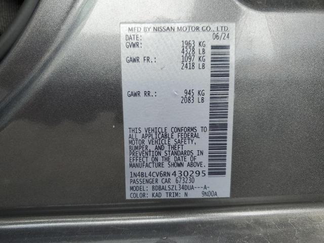 1N4BL4CV6RN430295 - 2024 NISSAN ALTIMA SR ნაცრისფერი ფოტო 12