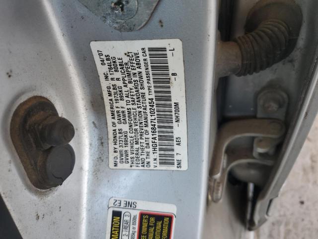 1HGFA16847L102454 - 2007 HONDA CIVIC EX SILVER photo 12