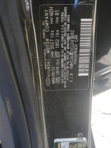 KMHCU4AE0CU241682 - 2012 HYUNDAI ACCENT GLS 黑色 照片 12