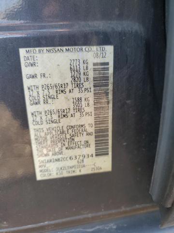 5N1AR1NB2CC637934 - 2012 NISSAN PATHFINDER S Szary zdjęcie 13