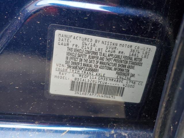 3N1AB7AP7JL656691 - 2018 NISSAN SENTRA S BLUE photo 12