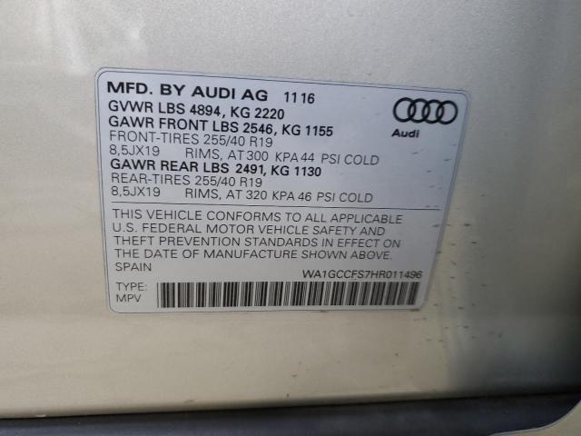 WA1GCCFS7HR011496 - 2017 AUDI Q3 PRESTIGE SILVER photo 13