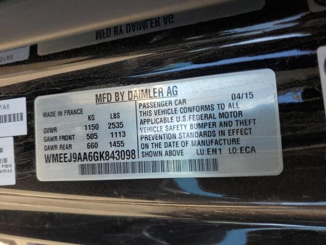 WMEEJ9AA6GK843098 - 2016 SMART FORTWO BLACK photo 12