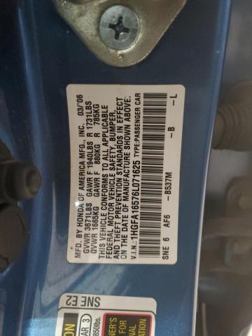 1HGFA16576L071625 - 2006 HONDA CIVIC LX BLUE photo 12