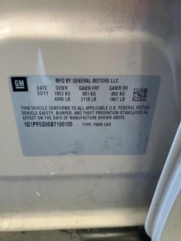 1G1PF5S96B7190105 - 2011 CHEVROLET CRUZE LT GOLD photo 12