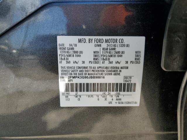 2FMPK3G90JBB98816 - 2018 FORD EDGE SE GRAY photo 13