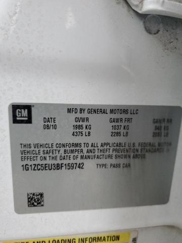 1G1ZC5EU3BF159742 - 2011 CHEVROLET MALIBU 1LT Ақ фото 12