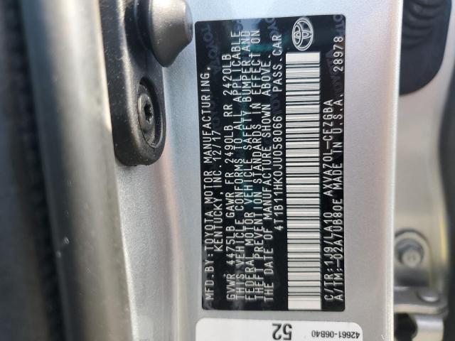 4T1B11HK0JU058066 - 2018 TOYOTA CAMRY L 银色 照片 12