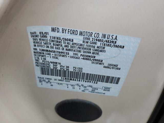 1LNHM86S81Y699133 - 2001 LINCOLN LS TAN photo 12
