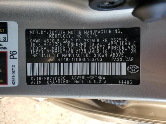 4T1BF1FK8GU153763 - 2016 TOYOTA CAMRY LE SILVER photo 12