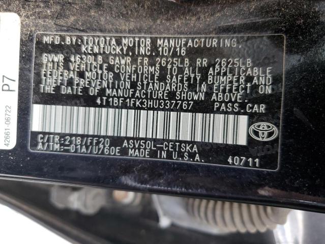 4T1BF1FK3HU337767 - 2017 TOYOTA CAMRY LE BLACK photo 13