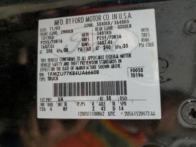 1FMZU77K84UA66608 - 2004 FORD EXPLORER S BLACK photo 13