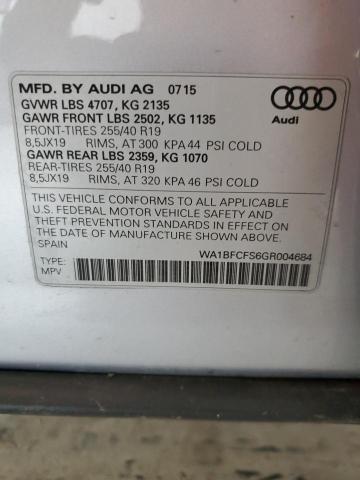 WA1BFCFS6GR004684 - 2016 AUDI Q3 PREMIUM PLUS Արծաթագույն լուսանկար 13