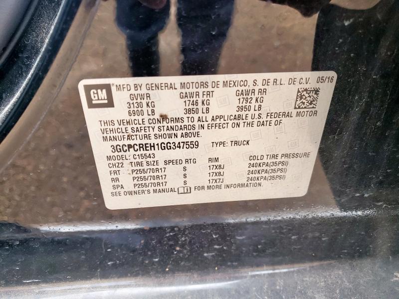 3GCPCREH1GG347559 - 2016 CHEVROLET SILVERADO C1500 LT 黑色 照片 12
