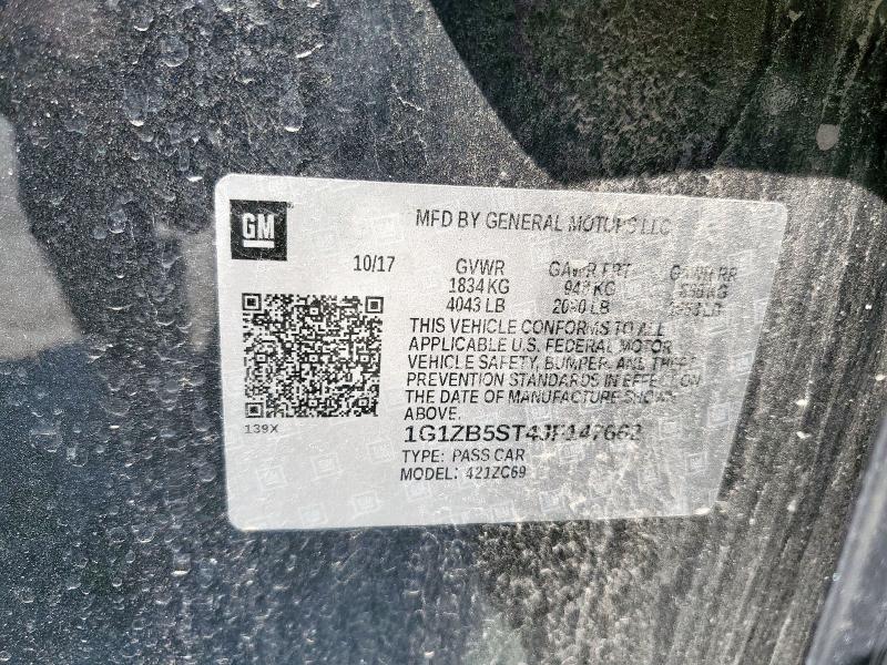 1G1ZB5ST4JF147662 - 2018 CHEVROLET MALIBU LS გრაფიტი ფოტო 13