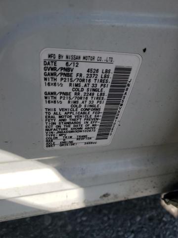 JN8AS5MVXDW102673 - 2013 NISSAN ROGUE S WHITE photo 13