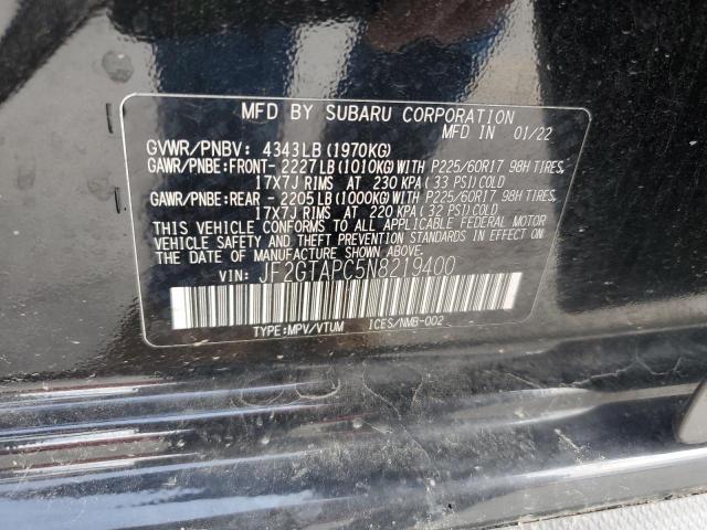 JF2GTAPC5N8219400 - 2022 SUBARU CROSSTREK PREMIUM BLACK photo 14