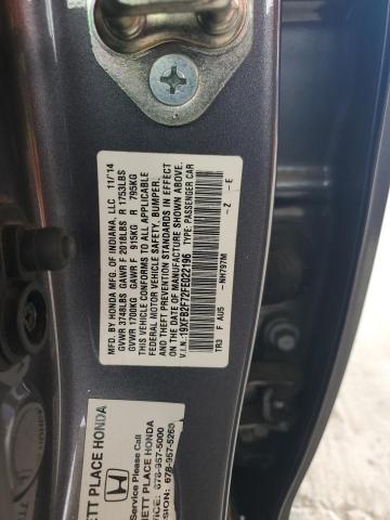 19XFB2F72FE022196 - 2015 HONDA CIVIC SE GRAY photo 12