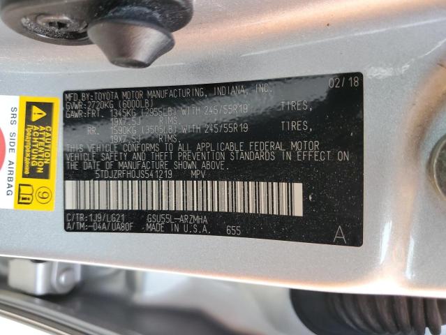 5TDJZRFH0JS541219 - 2018 TOYOTA HIGHLANDER SE فضي صورة 13