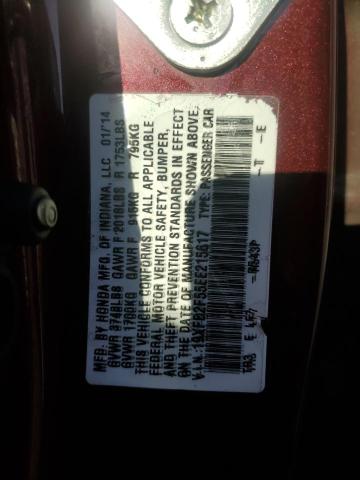 19XFB2F55EE215617 - 2014 HONDA CIVIC LX 栗色 照片 12