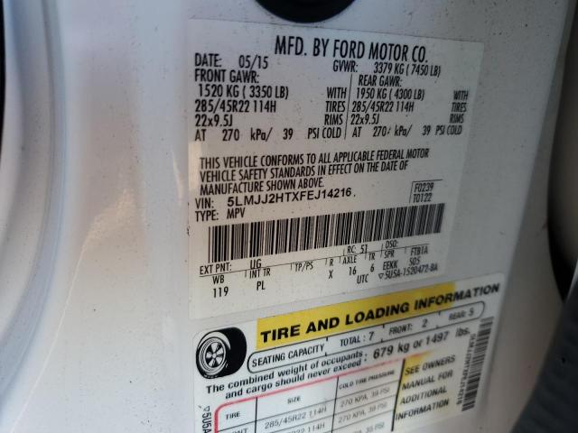 5LMJJ2HTXFEJ14216 - 2015 LINCOLN NAVIGATOR თეთრი ფოტო 13