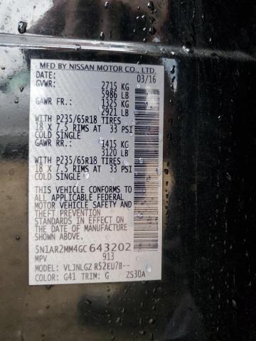 5N1AR2MM4GC643202 - 2016 NISSAN PATHFINDER S أسود صورة 13