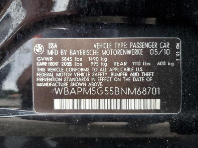 WBAPM5G55BNM68701 - 2011 BMW 335 I BLACK photo 13