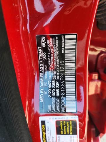 WDDGF81X89F241215 - 2009 MERCEDES-BENZ C 300 4MATIC RED photo 12