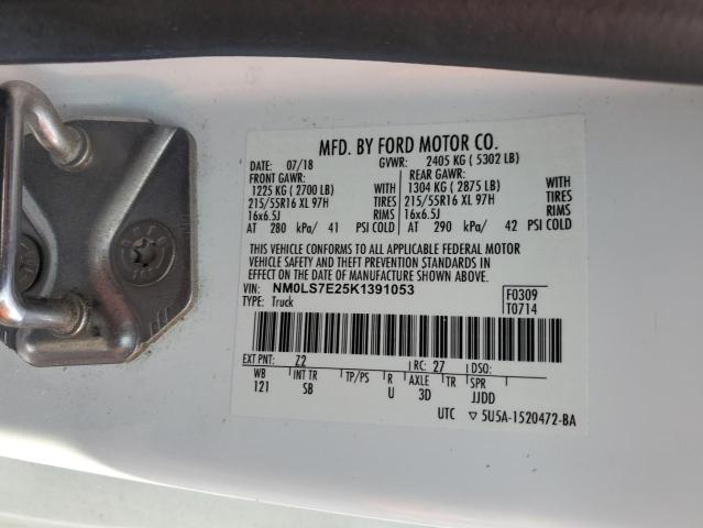 NM0LS7E25K1391053 - 2019 FORD TRANSIT CONNECT XL Beyaz fotoğraf 12