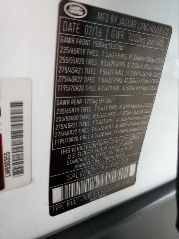 SALWR2VF0GA650355 - 2016 LAND ROVER RANGE ROVE HSE WHITE photo 14