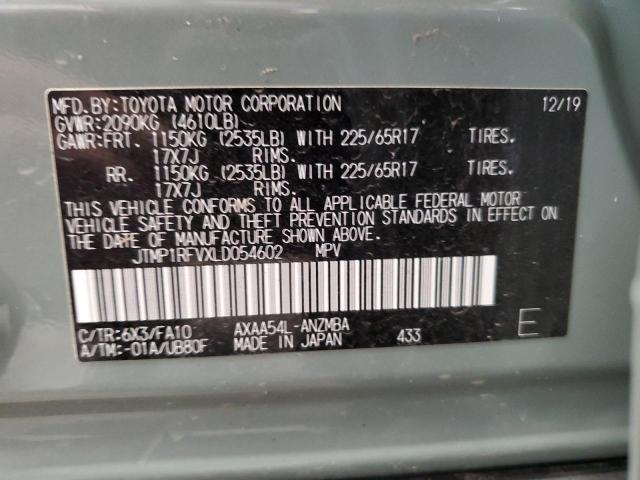 JTMP1RFVXLD054602 - 2020 TOYOTA RAV4 XLE GRAY photo 13