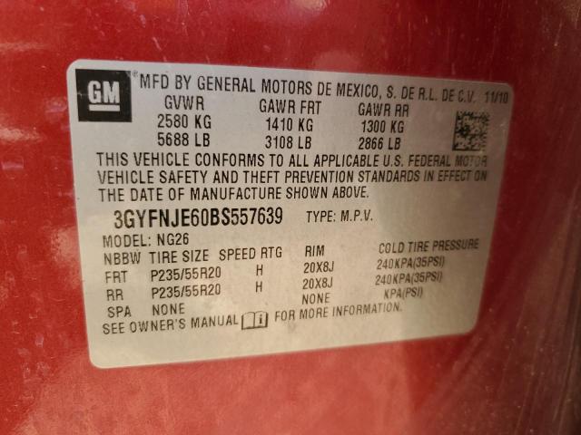 3GYFNJE60BS557639 - 2011 CADILLAC SRX PERFORMANCE COLLECTION أحمر صورة 13