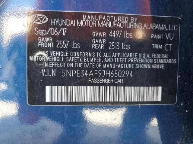 5NPE34AF9JH650294 - 2018 HYUNDAI SONATA SPORT 蓝色 照片 12