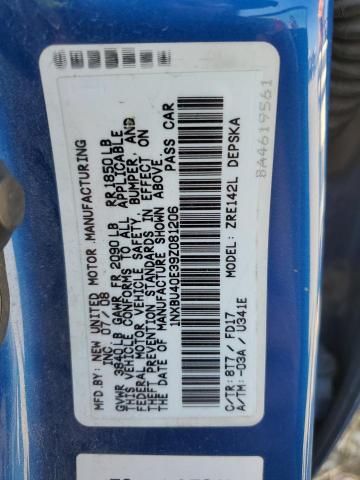 1NXBU40E39Z081206 - 2009 TOYOTA COROLLA BASE 蓝色 照片 13