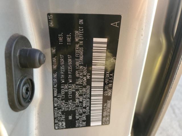5TDYK3DC0FS608609 - 2015 TOYOTA SIENNA XLE Srebrny zdjęcie 13