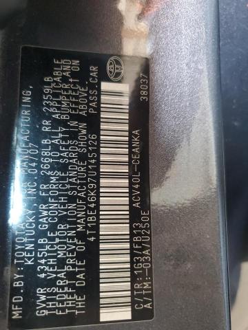 4T1BE46K97U145126 - 2007 TOYOTA CAMRY CE 灰色 照片 13