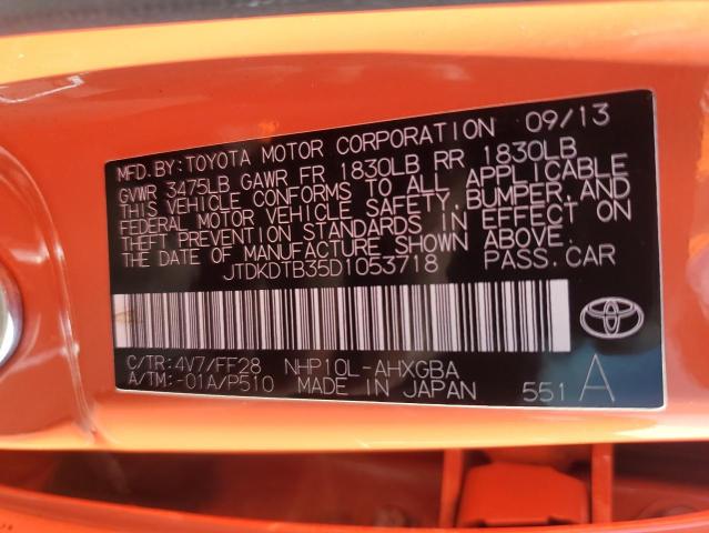 JTDKDTB35D1053718 - 2013 TOYOTA PRIUS C Narıncı foto 12
