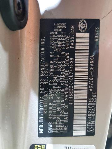 4T1BE32K16U744939 - 2006 TOYOTA CAMRY LE TAN photo 12