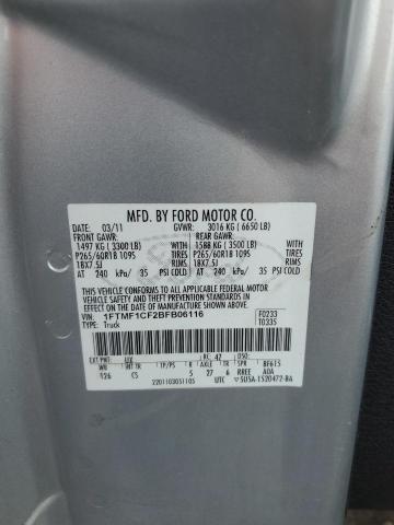 1FTMF1CF2BFB06116 - 2011 FORD F150 2WD SILVER photo 12