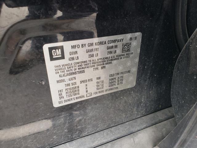 KL4CJASB9KB759505 - 2019 BUICK ENCORE PREFERRED أسود صورة 13