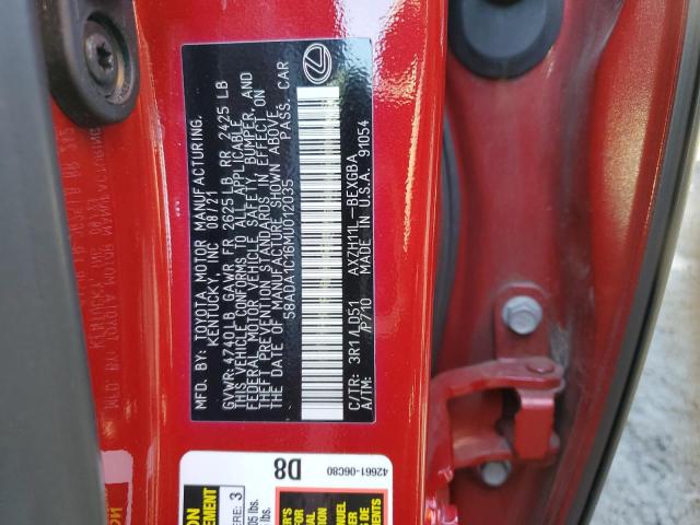 58ADA1C16MU012035 - 2021 LEXUS ES 300H RED photo 12