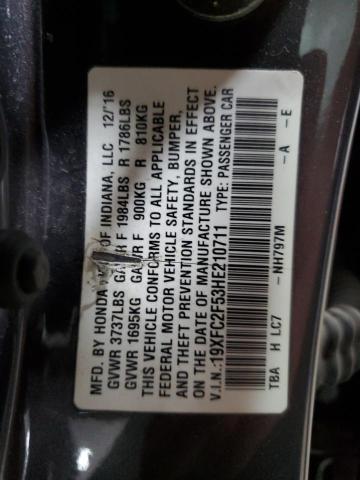 19XFC2F53HE210711 - 2017 HONDA CIVIC LX ნაცრისფერი ფოტო 13