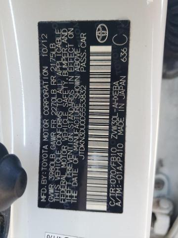 JTDKN3DU0D5553832 - 2013 TOYOTA PRIUS 白色 照片 12