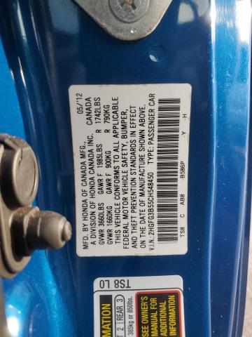 2HGFG3B55CH548450 - 2012 HONDA CIVIC LX BLUE photo 12