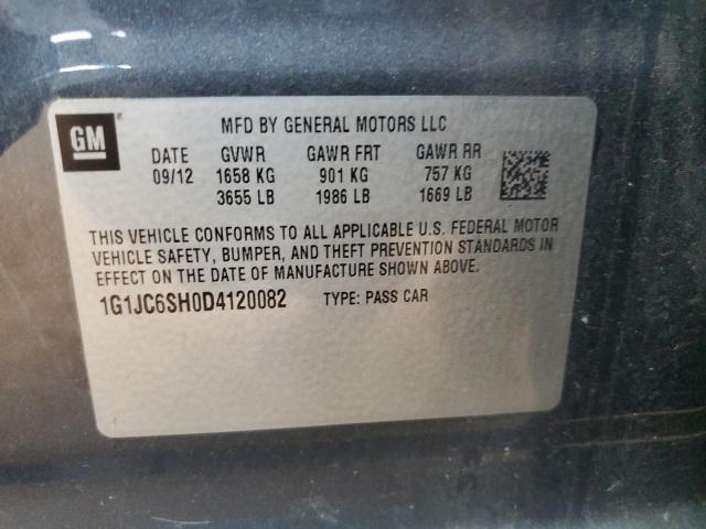 1G1JC6SH0D4120082 - 2013 CHEVROLET SONIC LT Boz foto 12