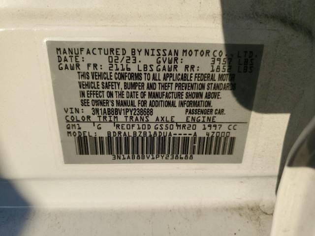 3N1AB8BV1PY238688 - 2023 NISSAN SENTRA S WHITE photo 12