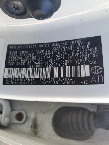 2T1BURHE6GC713079 - 2016 TOYOTA COROLLA L WHITE photo 12