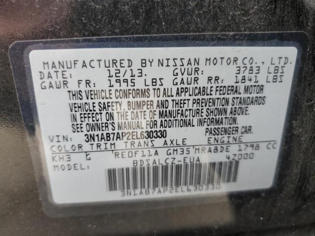 3N1AB7AP2EL630330 - 2014 NISSAN SENTRA S BLACK photo 13