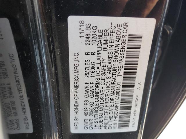 1HGCV3F11KA001401 - 2019 HONDA ACCORD HYBRID Noir photo 13