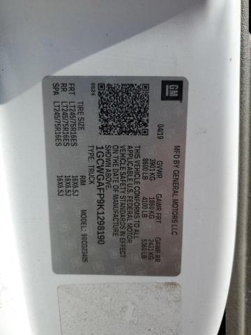 1GCWGAFP9K1298190 - 2019 CHEVROLET EXPRESS G2500 白色 照片 13